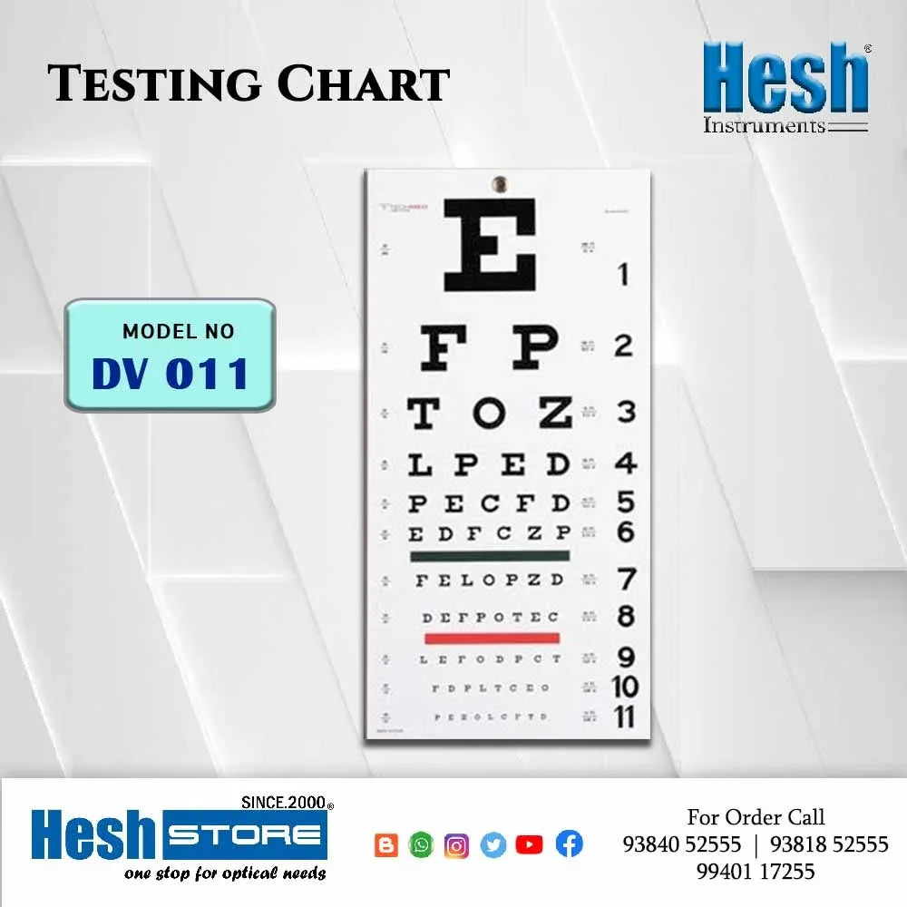 Acrylic Vistion Testing Chart - DV 011 - Heshstore.in