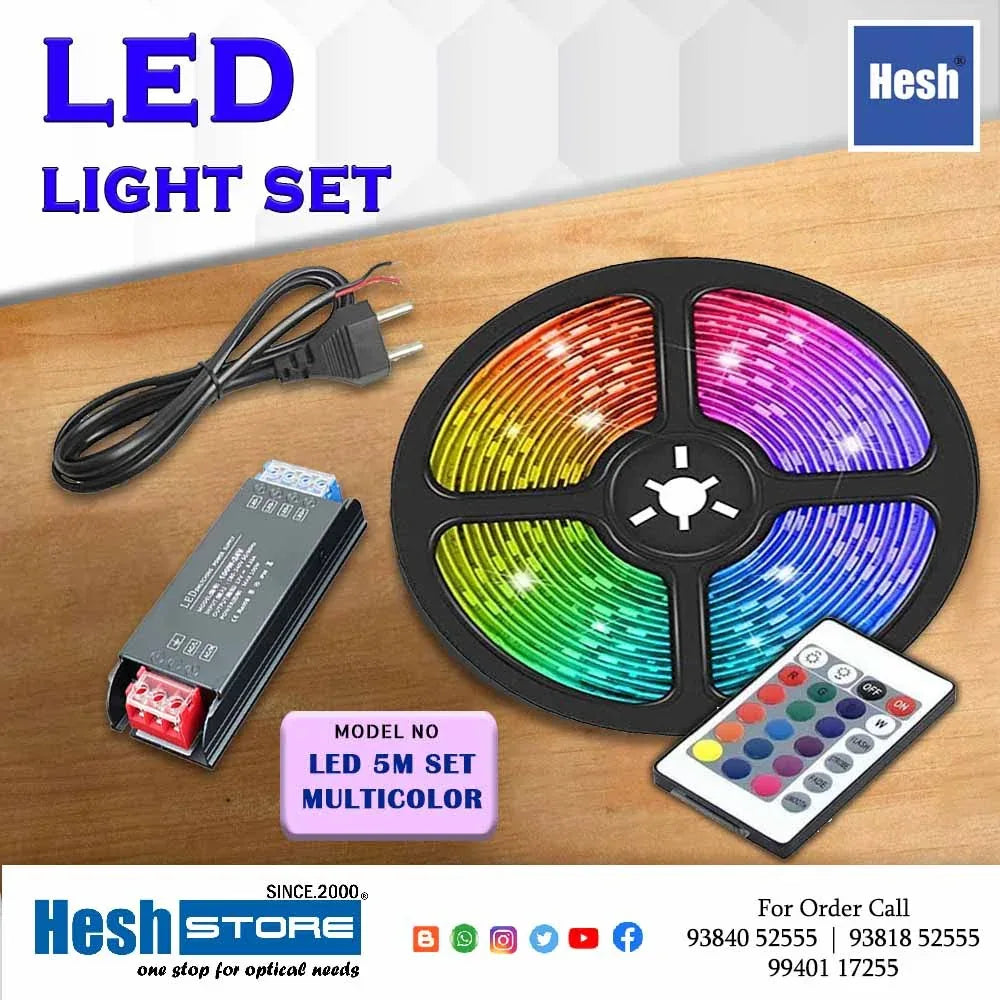 Led Strip Light Set - Led 5M Set - Multi-Color with Remote - Heshstore.in