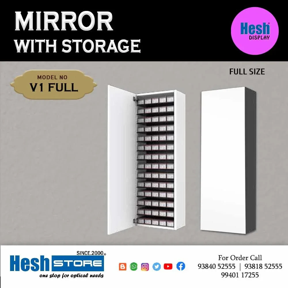 Wall Dispay Mirror & Storage Unit - V1 Full Size - Heshstore.in