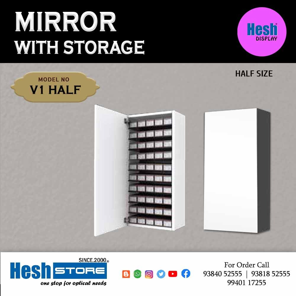 Wall Dispay Mirror & Storage Unit - V1 Half Size