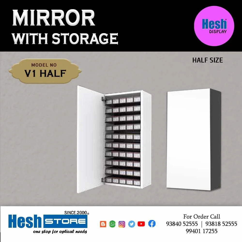 Wall Dispay Mirror & Storage Unit - V1 Half Size - Heshstore.in