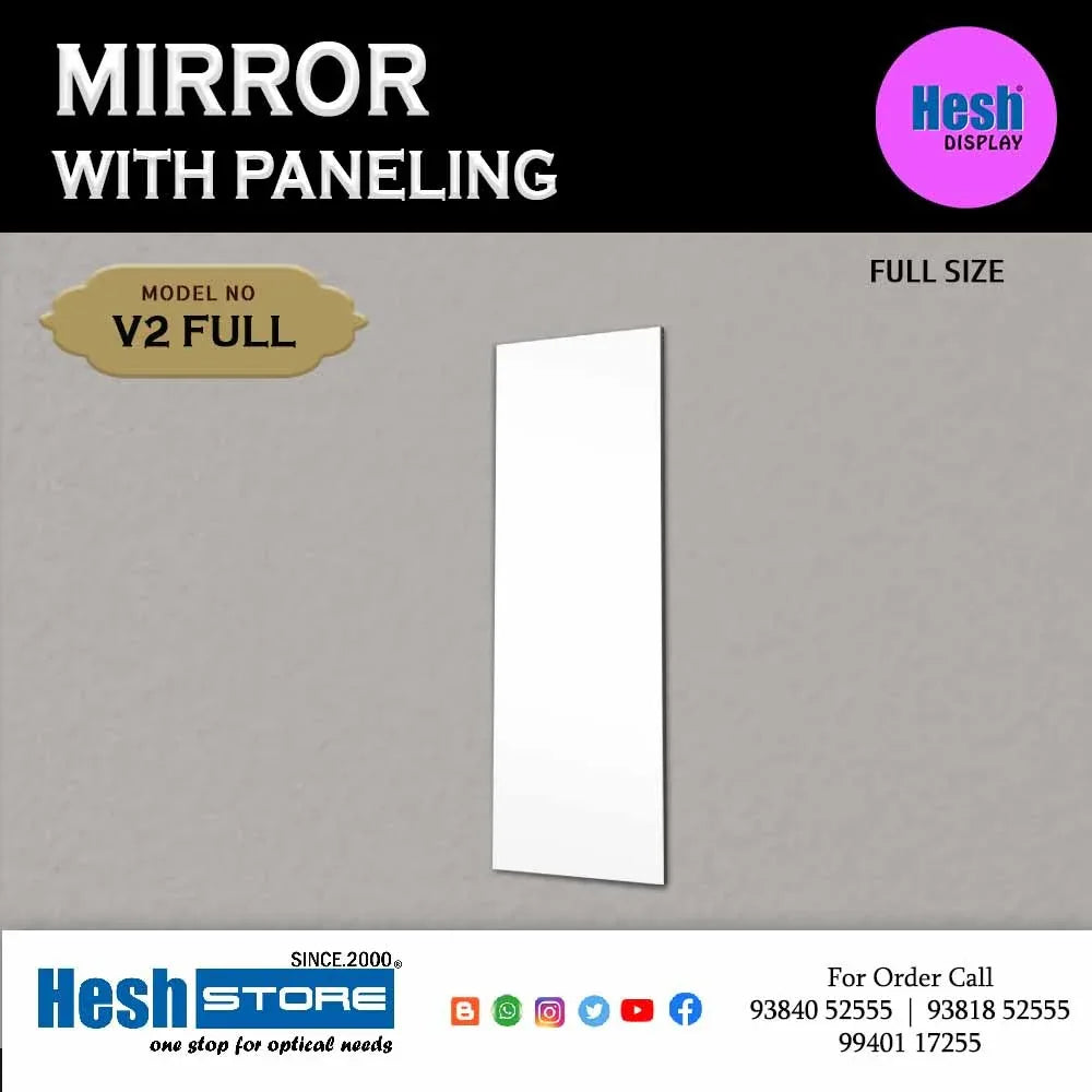 Wall Dispay Mirror with Back Panel - V2 Full Size - Heshstore.in
