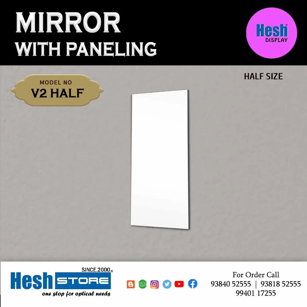 Wall Dispay Mirror with Back Panel - V2 Half Size - Heshstore.in