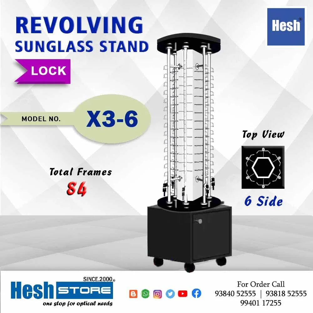 Revolving Floor Stand - X3 - 6 Rod - Heshstore.in