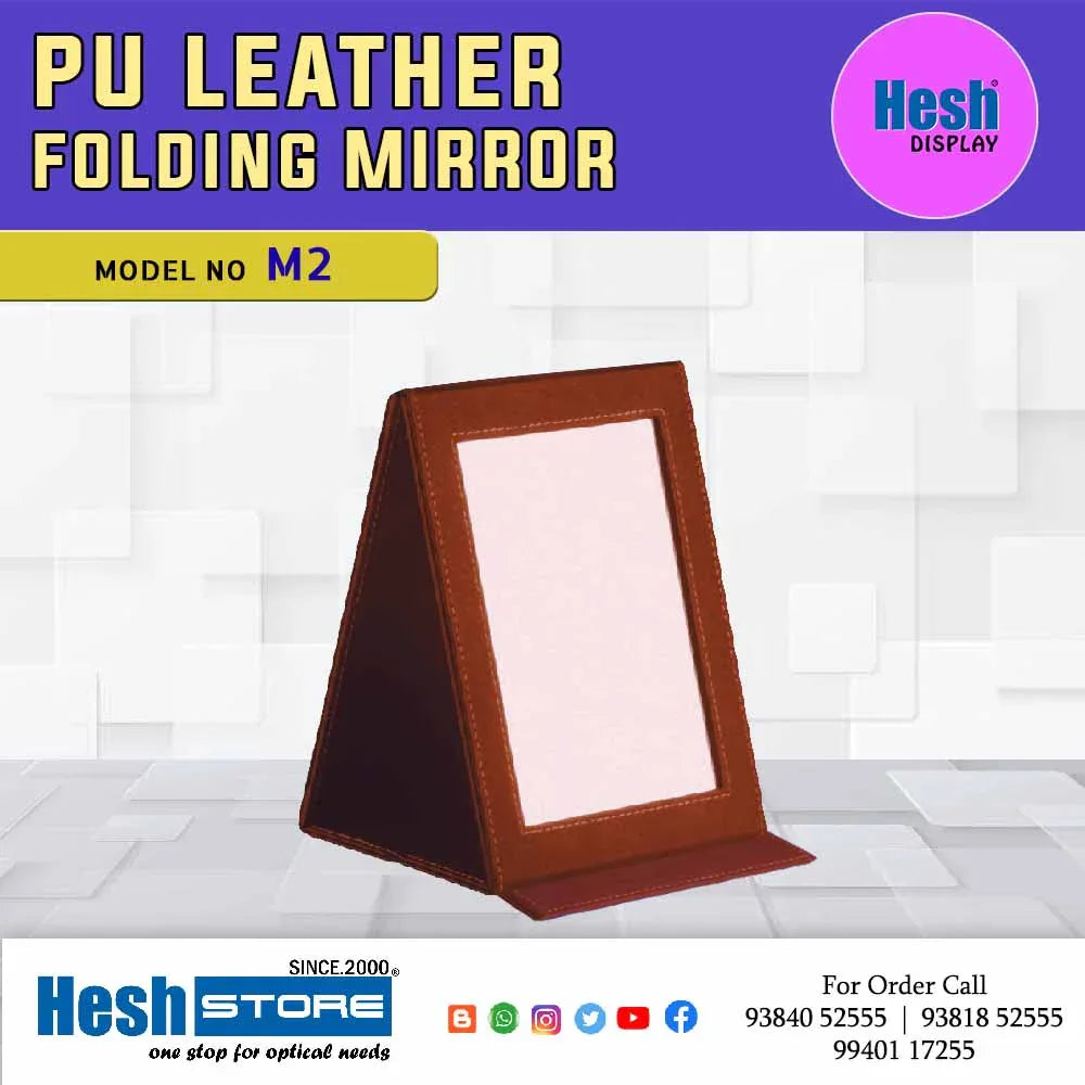 Foldable Pu Leather Face Mirror - M2 - Heshstore.in