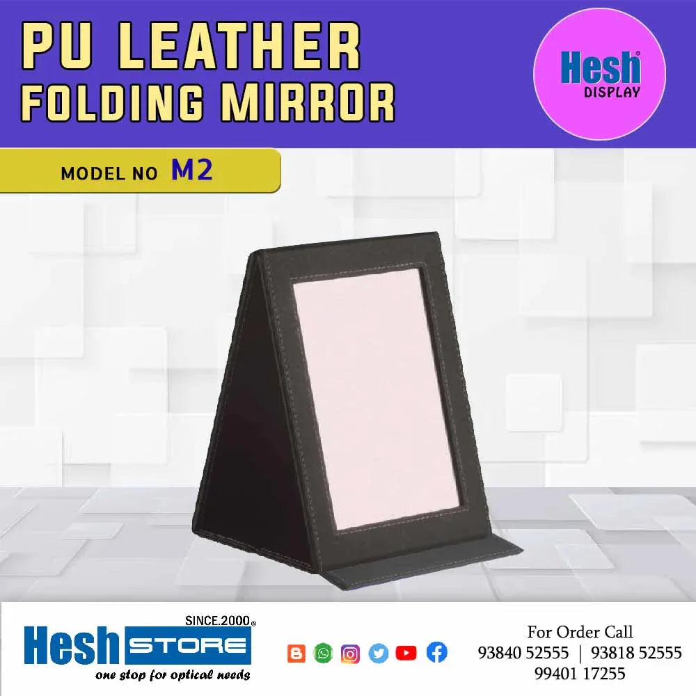 Foldable Pu Leather Face Mirror - M2 - Heshstore.in