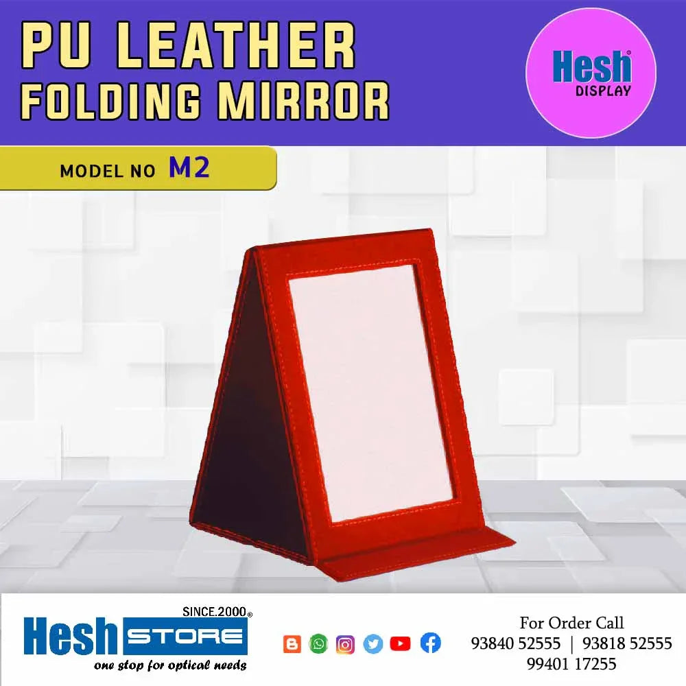 Foldable Pu Leather Face Mirror - M2 - Heshstore.in